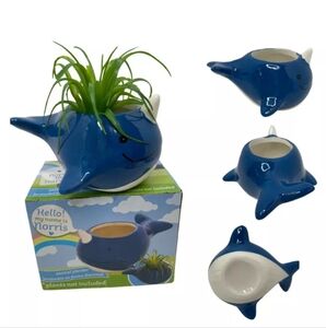 Norris the Narwhal Ceramic Animal Planter Pot for Succulents Cactus NEW